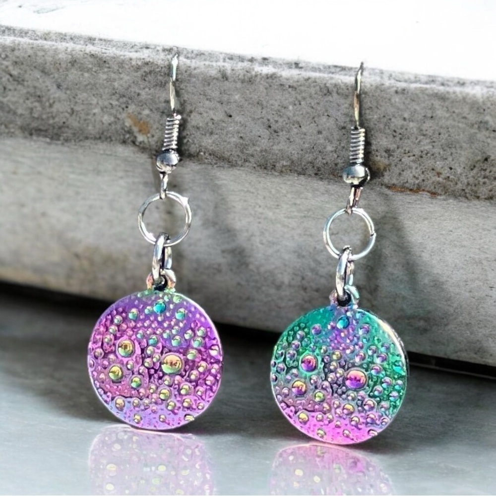 Round dangle earrings- Mermaid tail